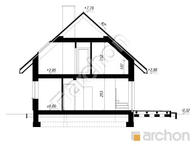 gotowy projekt Dom w borówkach (B) przekroj budynku