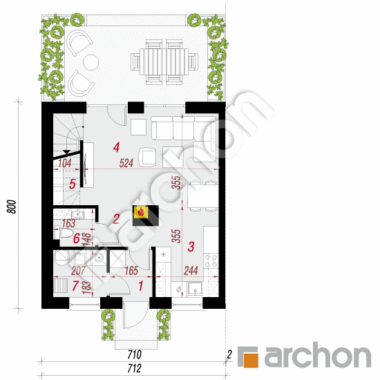 gotowy projekt Dom w borówkach (B) rzut parteru