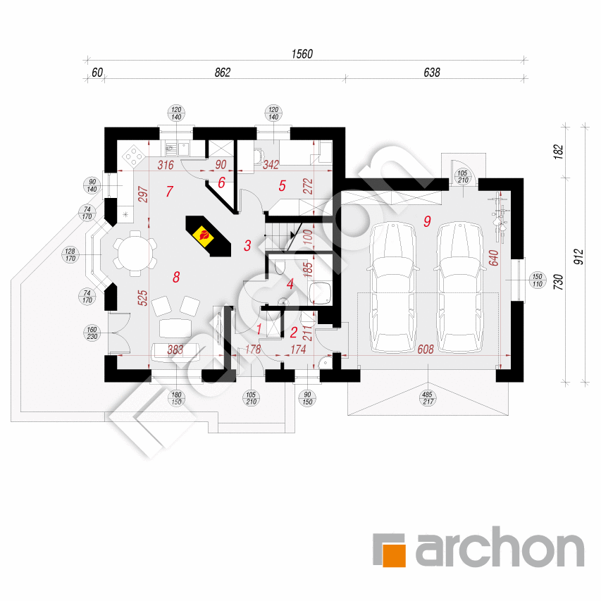 gotowy projekt Dom w rododendronach 3 (G2) rzut parteru