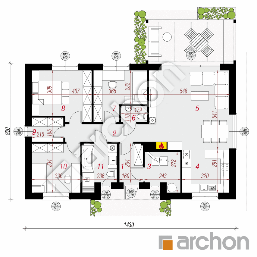 gotowy projekt Dom w kostrzewach 4 rzut parteru