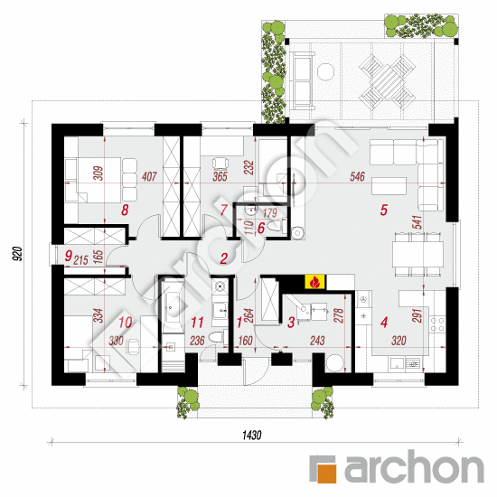 gotowy projekt Dom w kostrzewach 4 rzut parteru