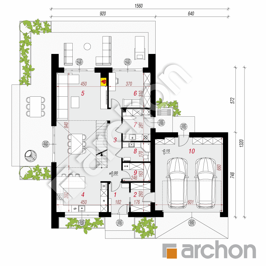 gotowy projekt Dom w jaskrzynach 2 (G2AE) rzut parteru