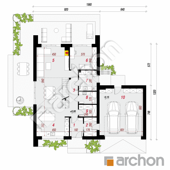 gotowy projekt Dom w jaskrzynach 2 (G2AE) rzut parteru