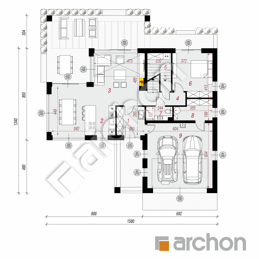 gotowy projekt Dom w dabecjach 2 (G2) rzut parteru