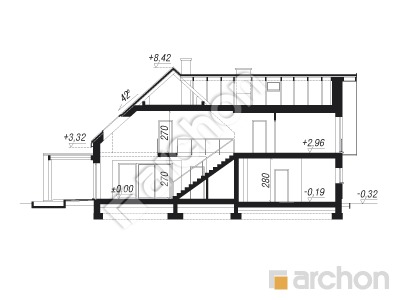 gotowy projekt Dom w amorfach 2 (G2) przekroj budynku