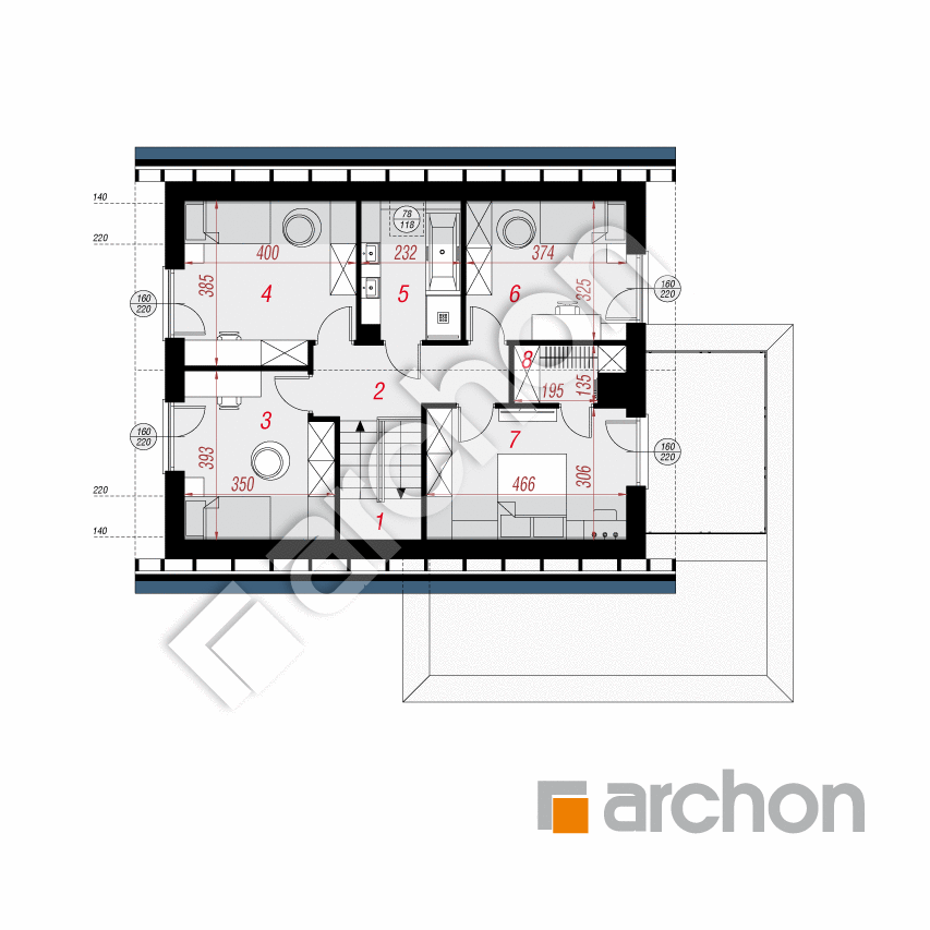 gotowy projekt Dom w raflezjach (G2E) rzut poddasza