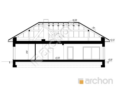 gotowy projekt Dom w macierzankach 5 (G2) przekroj budynku