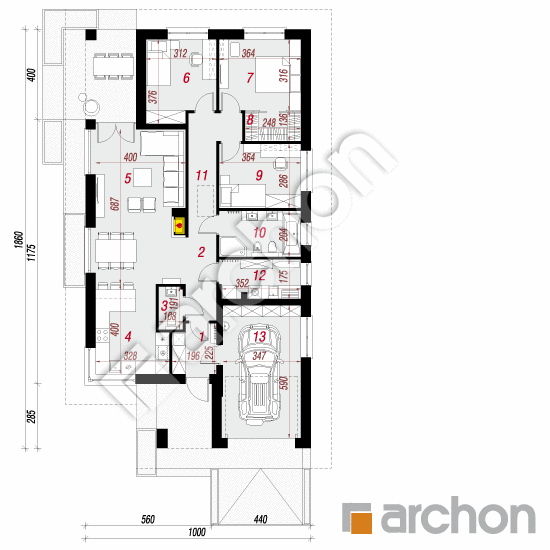 gotowy projekt Dom w renklodach 41 (G) rzut parteru
