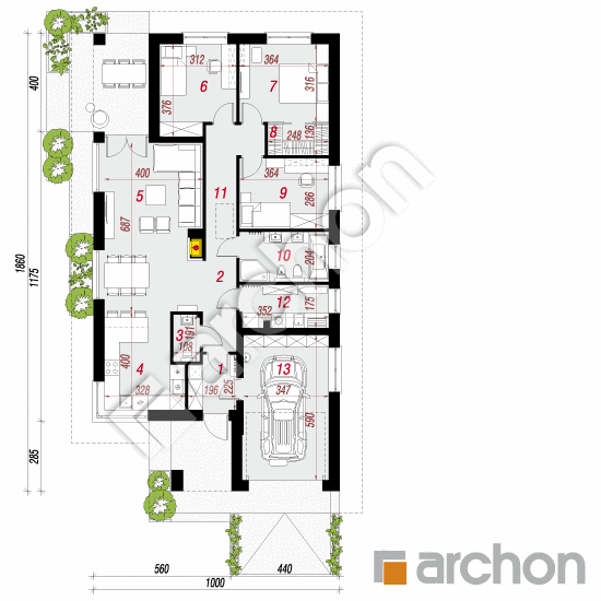 gotowy projekt Dom w renklodach 41 (G) rzut parteru