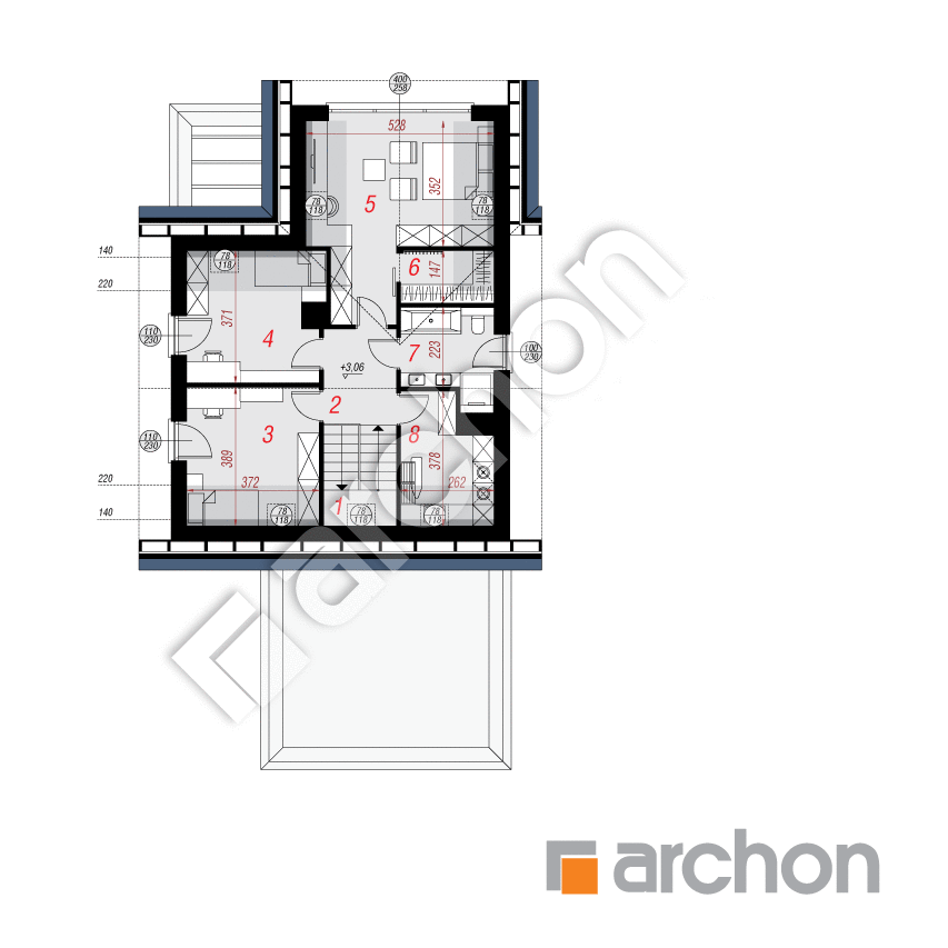 gotowy projekt Dom w ostnicach 2 (G2) rzut poddasza