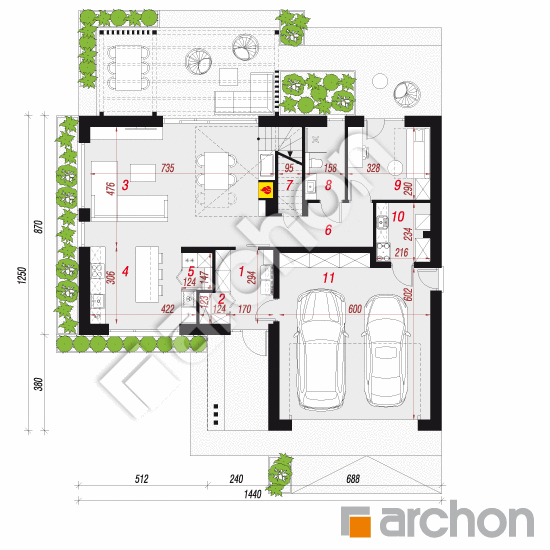 gotowy projekt Dom w witaniach (G2E) rzut parteru