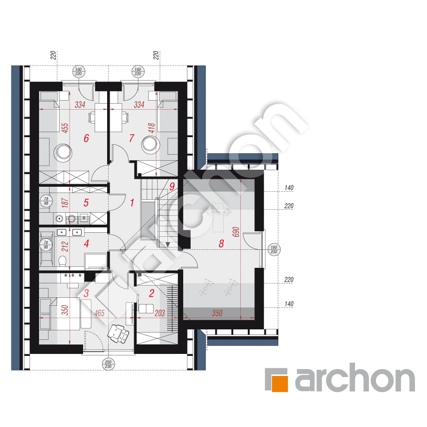 gotowy projekt Dom w ignamach (GE) rzut poddasza