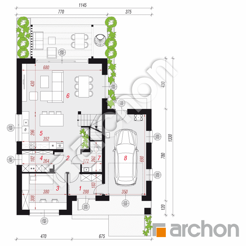 gotowy projekt Dom w ignamach (GE) rzut parteru