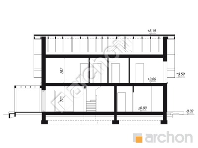 gotowy projekt Dom w ignamach (GE) przekroj budynku