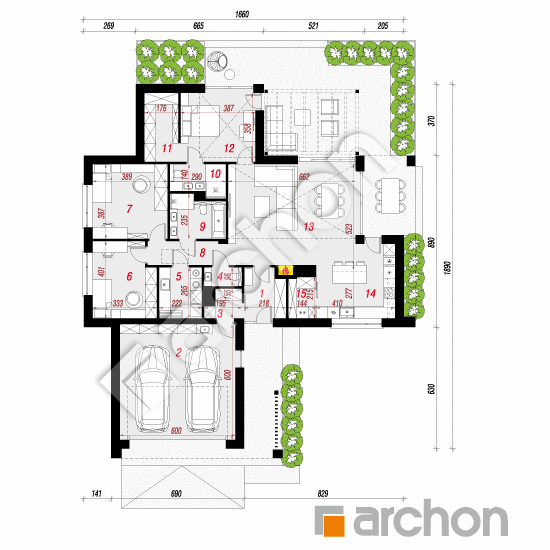 gotowy projekt Dom w kosaćcach 37 (G2) rzut parteru
