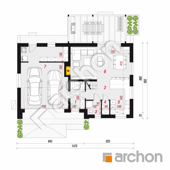 gotowy projekt Dom w aurorach 14 (G2E) OZE rzut parteru
