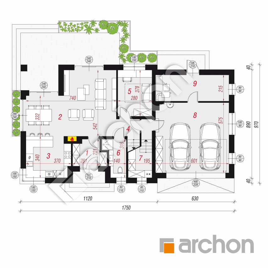 gotowy projekt Dom w srebrzykach 2 (G2T) rzut parteru