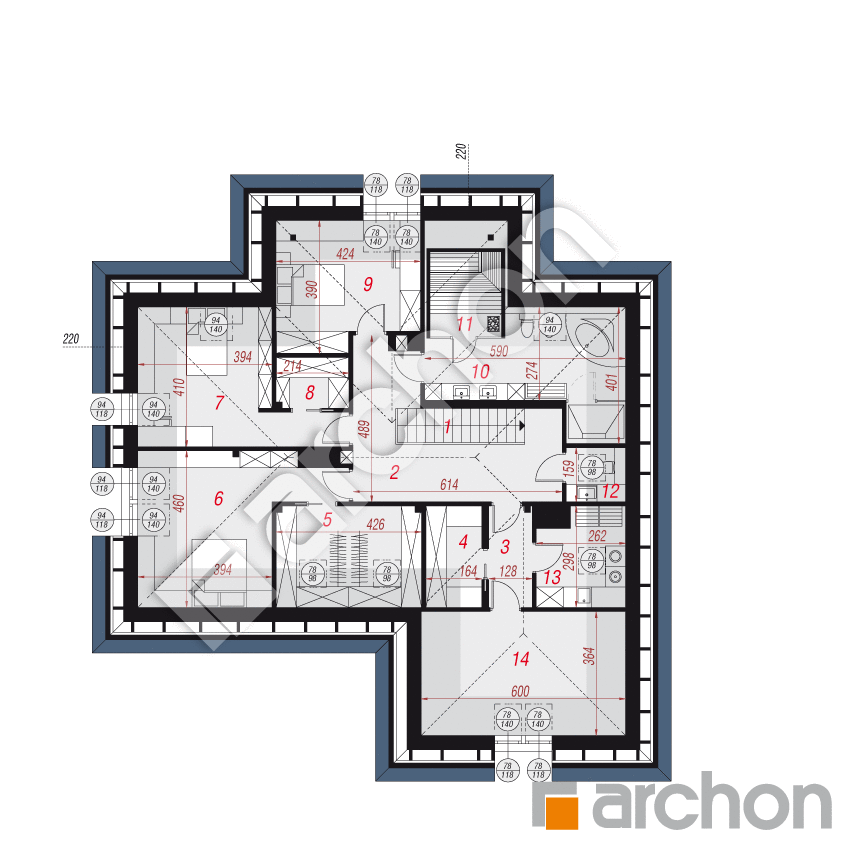 gotowy projekt Dom w maciejkach (G2) rzut poddasza