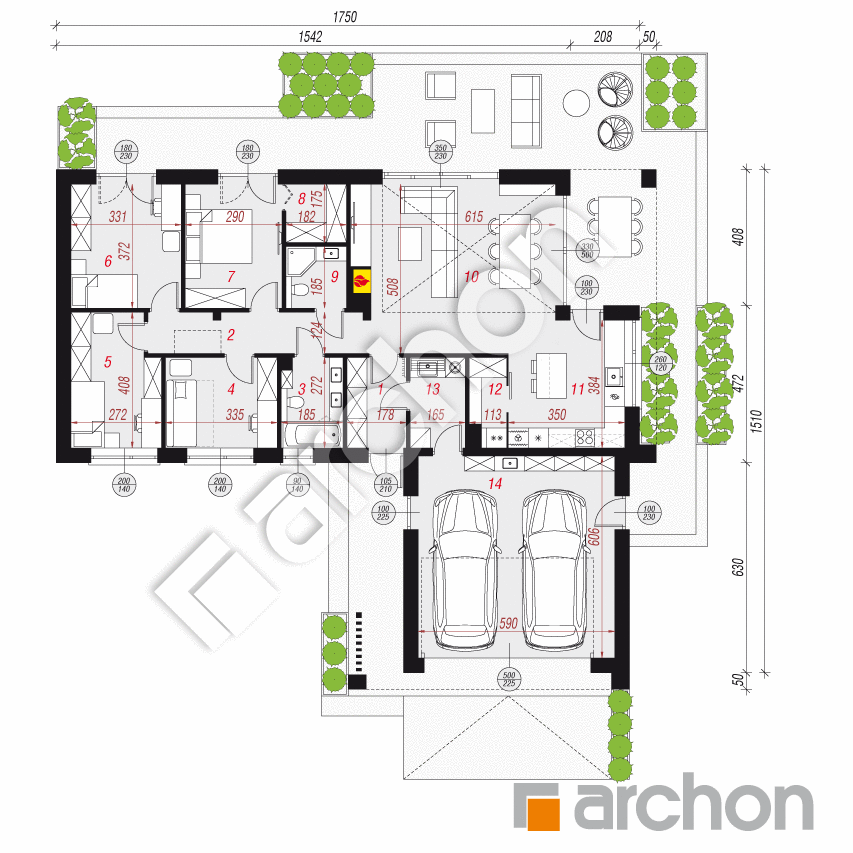 gotowy projekt Dom w kosaćcach 24 (G2) rzut parteru