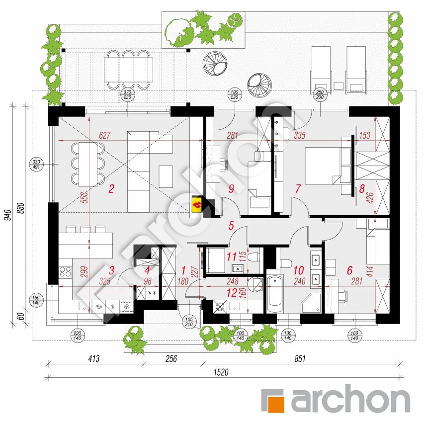 gotowy projekt Dom w kruszczykach 25 rzut parteru