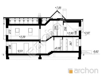 gotowy projekt Dom w morelach (G2) przekroj budynku