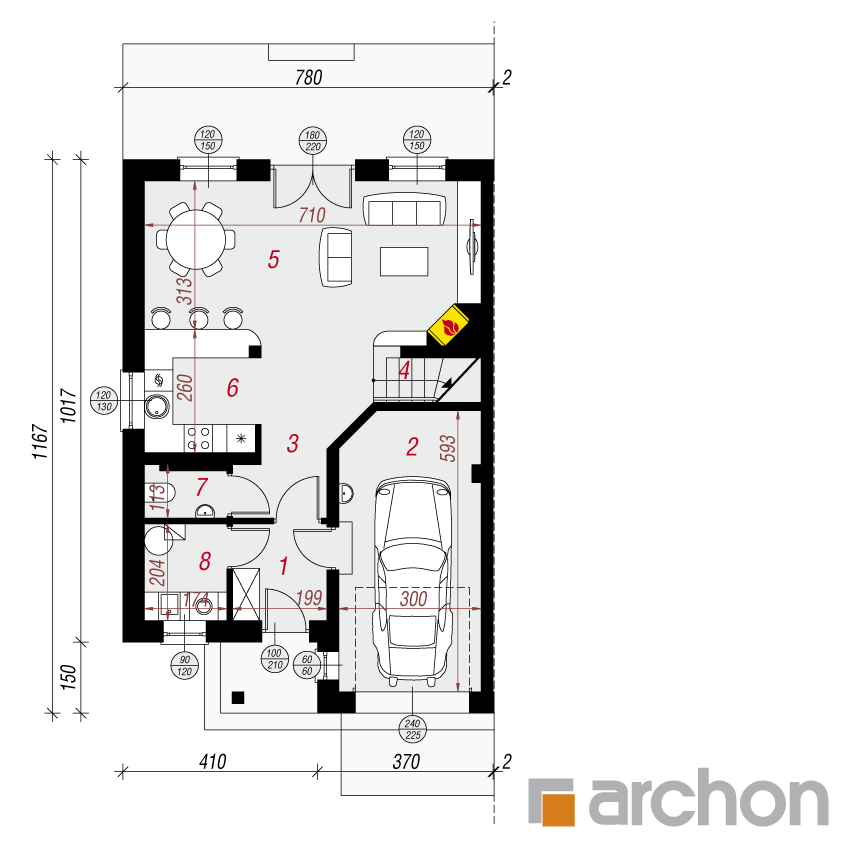 gotowy projekt Dom w klematisach 10 (AB) rzut parteru