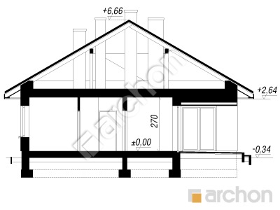 gotowy projekt Dom w modrzewnicy 2 (G2A) przekroj budynku
