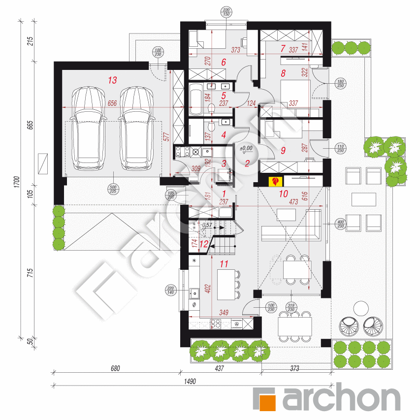 gotowy projekt Dom w kosaćcach 33 (G2E) OZE rzut parteru