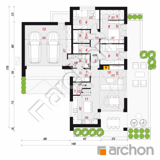 gotowy projekt Dom w kosaćcach 33 (G2E) OZE rzut parteru