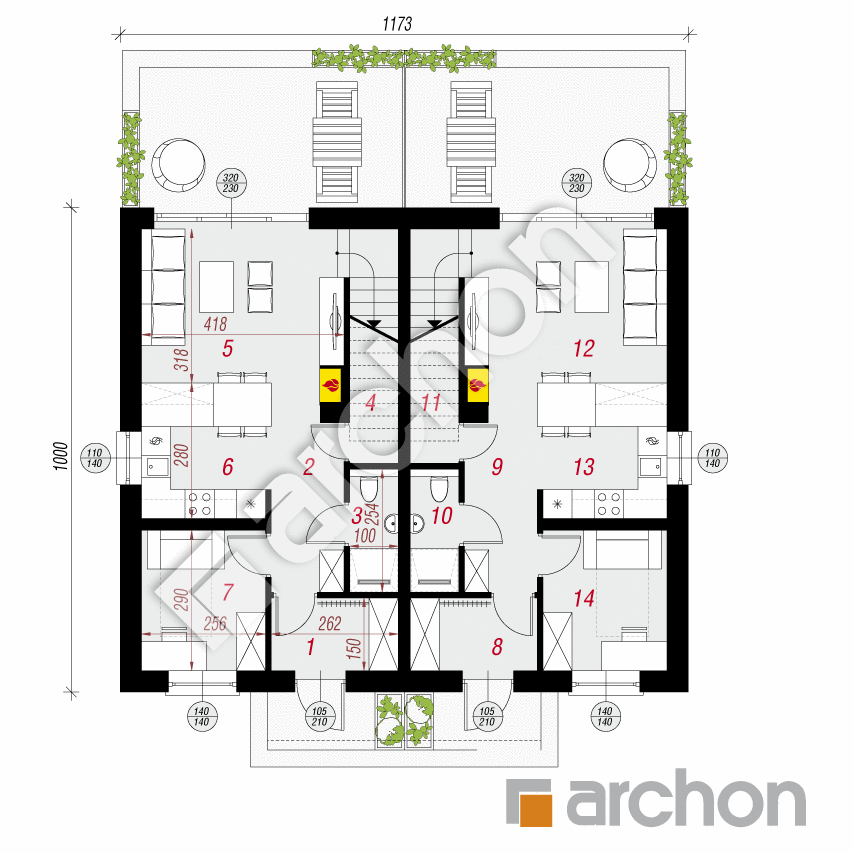 gotowy projekt Dom w tunbergiach (R2) rzut parteru