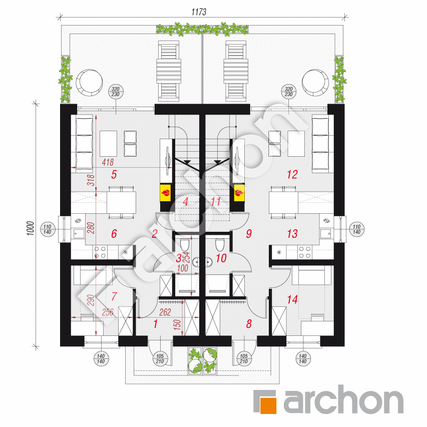 gotowy projekt Dom w tunbergiach (R2) rzut parteru