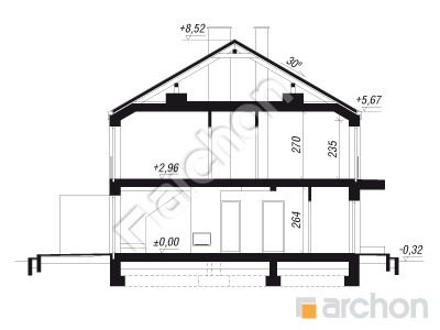 gotowy projekt Dom w tunbergiach (R2) przekroj budynku