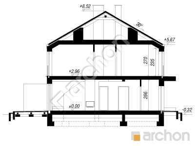 gotowy projekt Dom w tunbergiach (R2) przekroj budynku
