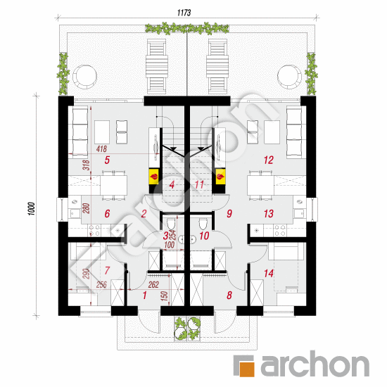 gotowy projekt Dom w tunbergiach (R2) rzut parteru