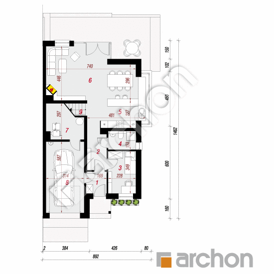 gotowy projekt Dom w klematisach 7 (B) rzut parteru