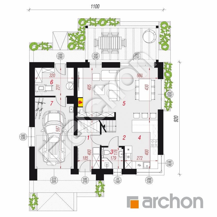 gotowy projekt Dom w aurorach 25 (G) rzut parteru