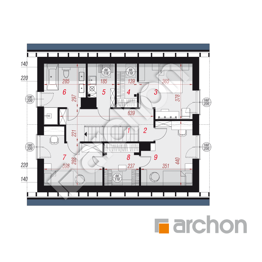 gotowy projekt Dom w aurorach 25 (G) rzut poddasza