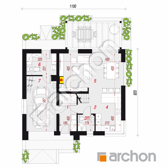 gotowy projekt Dom w aurorach 25 (G) rzut parteru