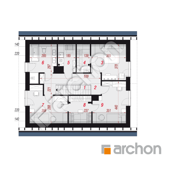 gotowy projekt Dom w aurorach 25 (G) rzut poddasza