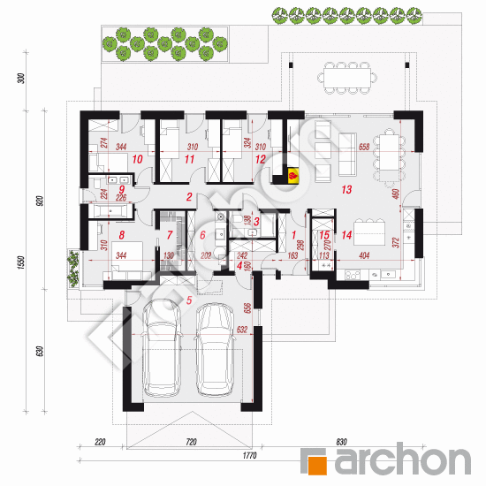 gotowy projekt Dom w berberysach (G2) rzut parteru