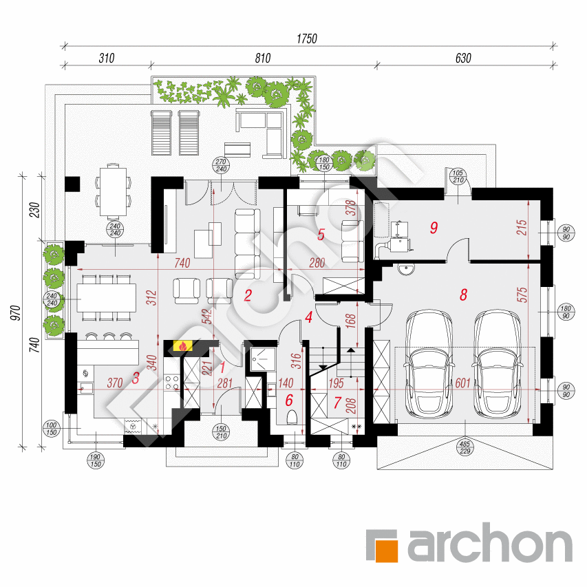 gotowy projekt Dom w srebrzykach (G2) rzut parteru