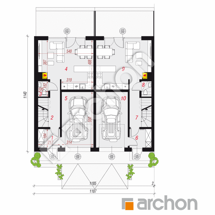 gotowy projekt Dom w riveach 23 (GR2B) rzut parteru