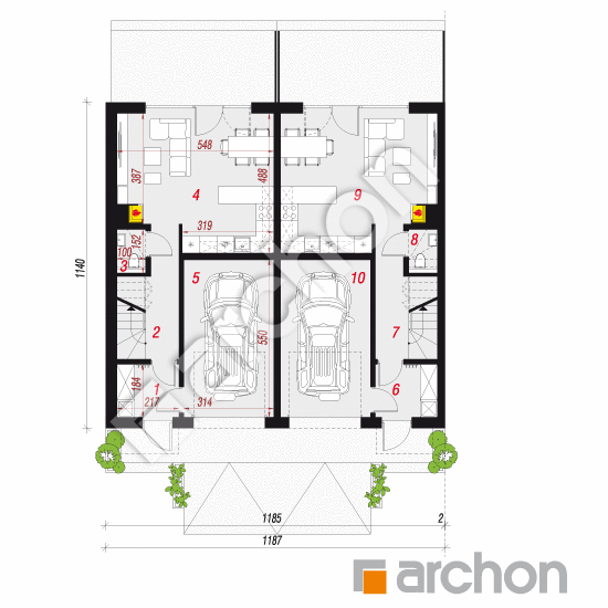 gotowy projekt Dom w riveach 23 (GR2B) rzut parteru