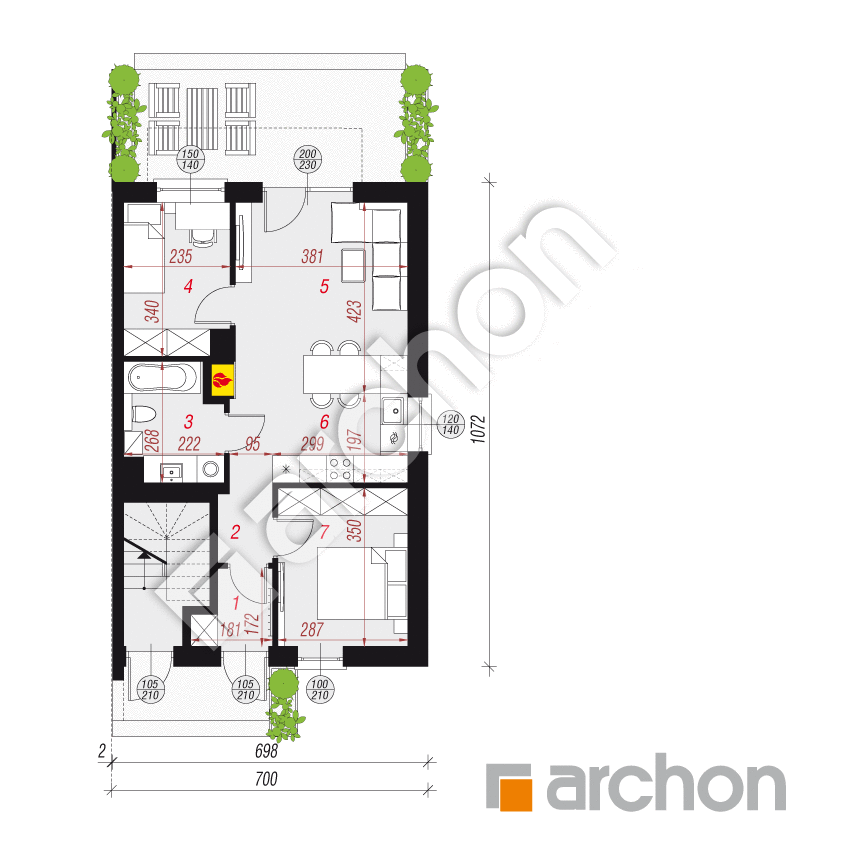 gotowy projekt Dom w bratkach 3 (R2B) rzut parteru