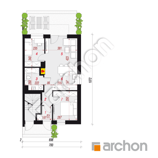 gotowy projekt Dom w bratkach 3 (R2B) rzut parteru