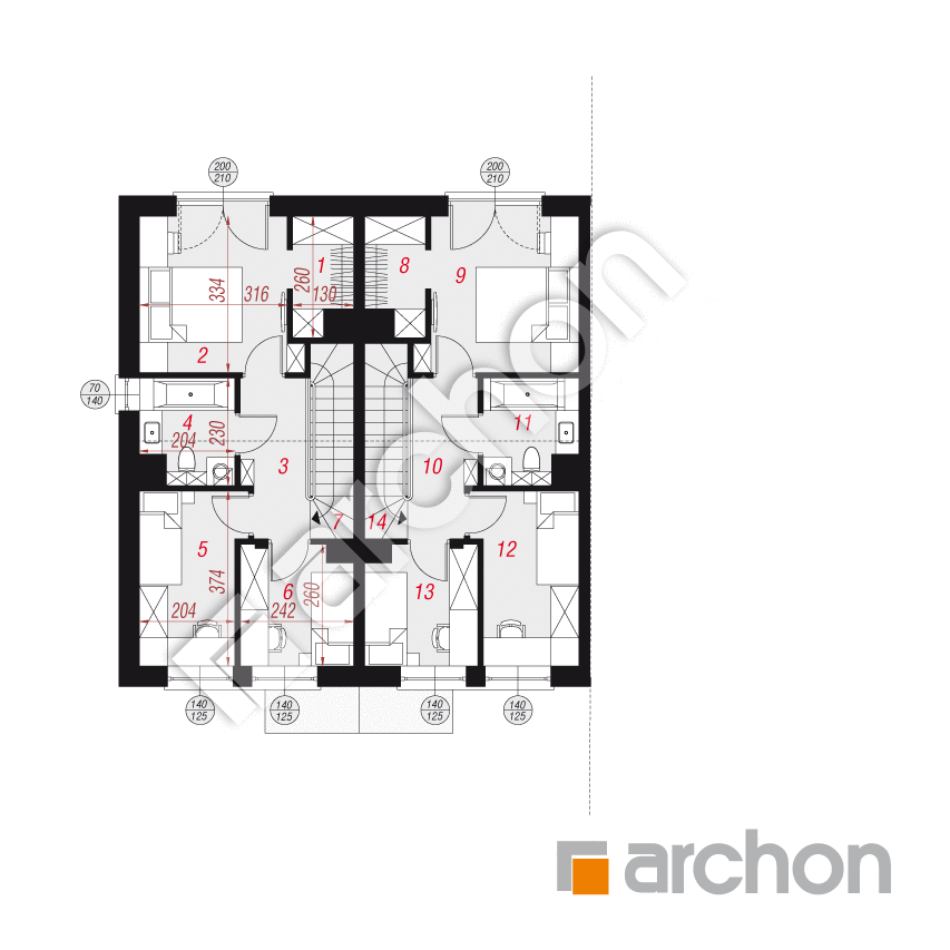 gotowy projekt Dom w riveach 4 (R2BA) rzut poddasza