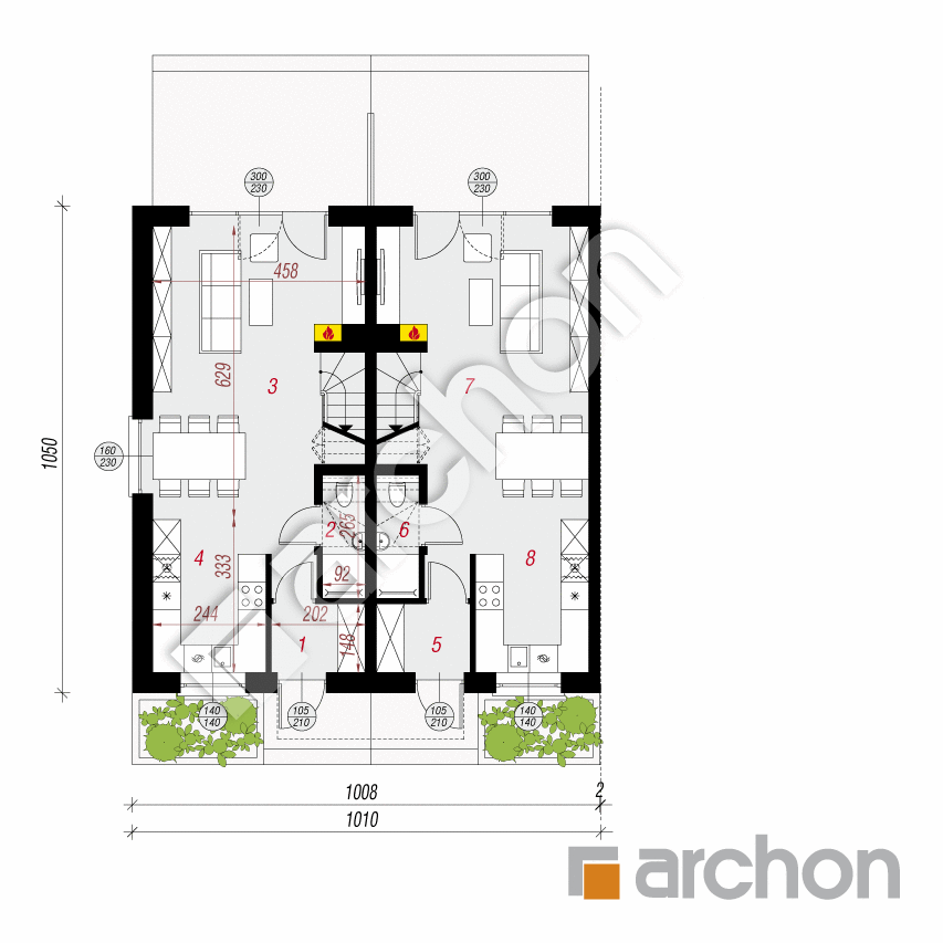 gotowy projekt Dom w riveach 4 (R2BA) rzut parteru
