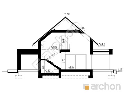gotowy projekt Dom w perseach (G2E) przekroj budynku