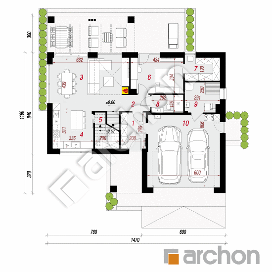 gotowy projekt Dom w perseach (G2E) rzut parteru
