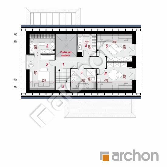 gotowy projekt Dom w perseach (G2E) rzut poddasza